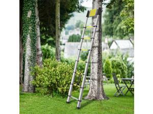 12.5ft Portable Aluminum Telescoping Extension Ladder Retractable Outdoor Indoor 12.5ft Portable Aluminum Telescoping Extension Ladder Retractable Outdoor Indoor