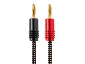 Premium 14AWG Braided Speaker Wire Gold Plated Banana Plug Connectors 6ft