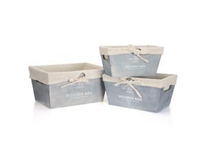 3PK Home Decor Natural Wooden Storage Bins for Storage Removable Fabric Liner 3PK Home Decor Natural Wooden Storage Bins for Storage Removable Fabric Liner