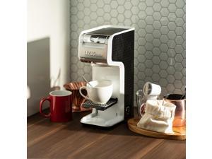 2 In 1 Single Serve Coffee Maker Brewer, Ground K-Cup Pods, Slim Design, White 2 In 1 Single Serve Coffee Maker Brewer, Ground K-Cup Pods, Slim Design, White
