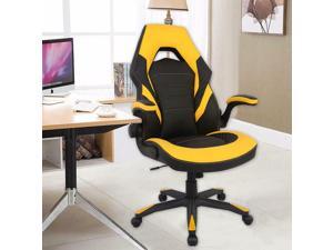 Black Yellow Racing Gaming Chair, Computer Chair with Flip Up Arms Black Yellow Racing Gaming Chair, Computer Chair with Flip Up Arms