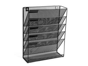 ® 5 Tray Compartments Mesh Wall Mounted File Holder Home office, Black ® 5 Tray Compartments Mesh Wall Mounted File Holder Home office, Black