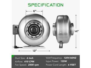 Inline Duct Ventilon Fan HVAC Exhaust Blower for Grow Tent VERSION 2 Inline Duct Ventilon Fan HVAC Exhaust Blower for Grow Tent VERSION 2