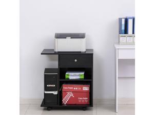 Printer Stand Rolling Cart Desk Side w/ Wheels CPU Stand Drawer Adjustable Shelf Printer Stand Rolling Cart Desk Side w/ Wheels CPU Stand Drawer Adjustable Shelf