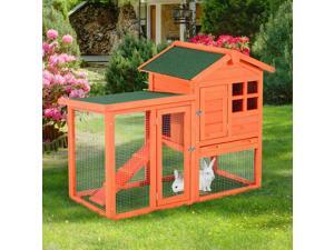 Waterproof Wooden Small Animal Cage Rabbit House w/ Ladder Run Waterproof Wooden Small Animal Cage Rabbit House w/ Ladder Run