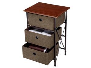 Room Home Iron Framed End Table Storage Shelf Organizer 3-Bin Drawers Removeable Room Home Iron Framed End Table Storage Shelf Organizer 3-Bin Drawers Removeable