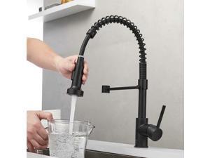 Single Handle Pull Down Spring Sprayer Kitchen Sink Faucet For Home - Matt Black Single Handle Pull Down Spring Sprayer Kitchen Sink Faucet For Home - Matt Black
