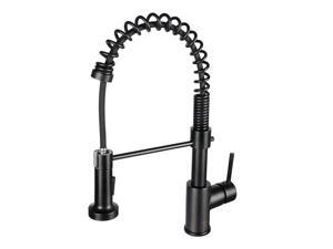 Single Handle Pull Down Spring Sprayer Kitchen Sink Faucet, Matt Black Single Handle Pull Down Spring Sprayer Kitchen Sink Faucet, Matt Black
