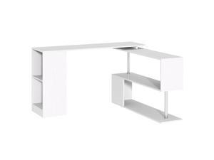 Rotng Corner Table Shelf Combo L-Shaped I-Shape Home Office, White Rotng Corner Table Shelf Combo L-Shaped I-Shape Home Office, White