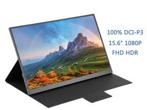Portable Monitor -100% DCI-P3 Color Gamut 15.6" Full HD 1920x1080 HDR Zero Frame Computer Display with Dual Type-C Mini HDMI for Laptop PC Phone Mac Surface Xbox PS4 Switch, with Smart Case U15R-01