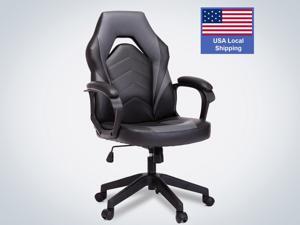 SMUGDESK Racing Gaming Chair Executive Bonded Leather Computer Office Chair with Adjustable Height and Padding Armrest, Grey SMUGDESK Racing Gaming Chair Executive Bonded Leather Computer Office Chair with Adjustable Height and Padding Armrest, Grey