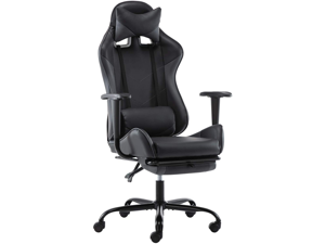 SMUGDESK Gaming Chair with Footrest Racing Style Recliner with Lumbar Support, Ergonomic Office Armchair for Computer PU Leather High Back Desk Chair Headrest Swivel Rocking Desk Chair, Grey SMUGDESK Gaming Chair with Footrest Racing Style Recliner with Lumbar Support, Ergonomic Office Armchair for Computer PU Leather High Back Desk Chair Headrest Swivel Rocking Desk Chair, Grey