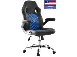 SMUGDESK Office Chair, Gaming Chair Leather, Computer Desk Chair Task Swivel Executive Chairs High Back with Padded Seat Armrests and Rolling Casters (Blue)
