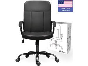 SMUGDESK Office Chair, Mid Back Leather Desk Chair Computer Swivel Office Task Chair, Ergonomic Executive Chair with Armrests