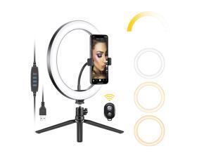 Neewer 10-inch USB LED Ring Light with Tripod Stand, 3 Light Modes/10 Brightness Level for YouTube Tiktok Video Makeup Selfie Live Streaming Photography, Flexible Phone Holder and Remote Included Neewer 10-inch USB LED Ring Light with Tripod Stand, 3 Light Modes/10 Brightness Level for YouTube Tiktok Video Makeup Selfie Live Streaming Photography, Flexible Phone Holder and Remote Included