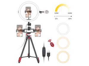 Neewer 10-Inch Selfie Ring Light with Tripod Stand, 3 Phone Holders, LED Ring Light with Soft Tube & Remote Kit: 3 Mode Lights and 10-Level Brightness for Makeup, YouTube/TikTok Video, Live Streaming Neewer 10-Inch Selfie Ring Light with Tripod Stand, 3 Phone Holders, LED Ring Light with Soft Tube & Remote Kit: 3 Mode Lights and 10-Level Brightness for Makeup, YouTube/TikTok Video, Live Streaming
