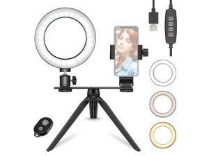Neewer 6-inch LED Ring Light with Tripod Stand for Makeup YouTube Video, Mini USB LED Camera Light with Phone Holder, Dual Mount Bracket, Remote for Live Stream, 3 Light Modes & 11 Brightness Level Neewer 6-inch LED Ring Light with Tripod Stand for Makeup YouTube Video, Mini USB LED Camera Light with Phone Holder, Dual Mount Bracket, Remote for Live Stream, 3 Light Modes & 11 Brightness Level