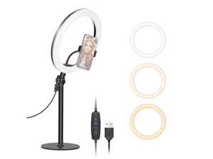 Neewer LED Ring Light, Table Top 10 Inches USB Ring Light, Color Temperature 3200K-5600K 3 Light Modes with Flexible Smartphone Stand for Streaming Makeup YouTube Video Shooting Phone Selfie Neewer LED Ring Light, Table Top 10 Inches USB Ring Light, Color Temperature 3200K-5600K 3 Light Modes with Flexible Smartphone Stand for Streaming Makeup YouTube Video Shooting Phone Selfie