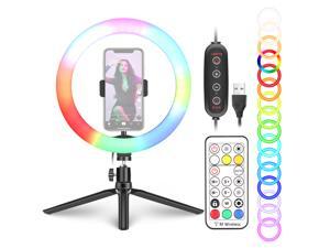 Neewer 10-inch RGB Ring Light Selfie Light Ring with Tripod Stand & Phone Holder, Remote Control, Dimmable LED Desk Ringlight 29 Colors Modes for Makeup/Live Streaming/YouTube/Tiktok/Video Shooting Neewer 10-inch RGB Ring Light Selfie Light Ring with Tripod Stand & Phone Holder, Remote Control, Dimmable LED Desk Ringlight 29 Colors Modes for Makeup/Live Streaming/YouTube/Tiktok/Video Shooting