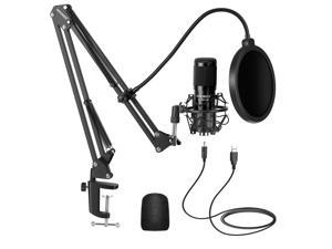 Neewer USB Microphone Kit, Plug & Play 192kHz/24-Bit Supercardioid Condenser Mic with Boom Arm and Shock Mount for YouTube Vlogging, Gaming, Podcasting, and Zoom Calls, NW-8000-USB, Black