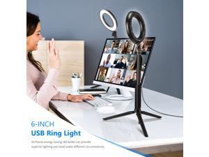Neewer Video Conference Lighting Kit for Zoom Call Meeting/Self Broadcasting/Remote Working/YouTube/TikTok Video/Live Streaming: 2-Pack 6-inch Dimmable LED Ring Light with Tripod Stand & Color Filter