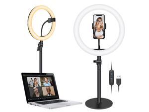 Neewer Selfie Ring Light for Laptop Computer, 10" Dimmable Desktop LED Circle Light with Stand/Phone Holder/3 Light Modes for Video Conference/Webcam Chat/Makeup/Live Stream/Selfie (Black) Neewer Selfie Ring Light for Laptop Computer, 10" Dimmable Desktop LED Circle Light with Stand/Phone Holder/3 Light Modes for Video Conference/Webcam Chat/Makeup/Live Stream/Selfie (Black)