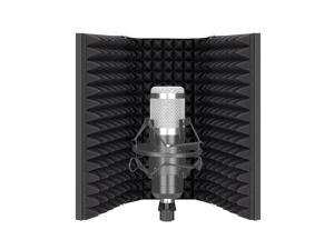 Neewer Pro Microphone Isolation Shield, 3-Panel Pop Filter, High Density Absorbent Foam Front & Vented Metal Back Plate, Compatible with Blue Yeti and Any Condenser Microphone Recording Equipment
