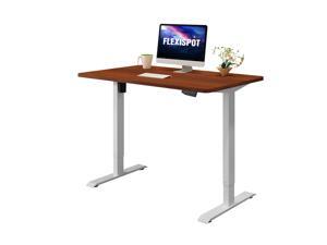 FLEXISPOT Home Office Electric Height Adjustable Standing Desk 7-Button Memory Controller Computer Desk WIth 48" Width Desktop Ergonomic Stand Up Desk (Mahogany Top + White Frame)