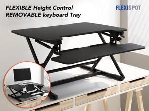 FLEXISPOT Home Office Height Adjustable Standing Desk Converter 35 inch Stand Up Desk Riser Black  Desk Workstation for Dual Monitors and Laptop