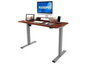 FLEXISPOT Home Office Standing Desk 48 x 24 Inches Height Adjustable Desk Electric Sit Stand Desk with Cable Management (Gray Frame + Mahogany Top)
