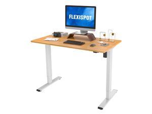 FLEXISPOT Home Office Standing Desk 48 x 24 Inches Height Adjustable Desk Electric Sit Stand Desk with Cable Management (White Frame + Oak Top)