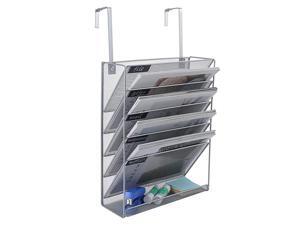Hanging File Organizer 6 Tier Wall Mount Document Letter Tray Organizer with Universal Partition Hanger Silver Hanging File Organizer 6 Tier Wall Mount Document Letter Tray Organizer with Universal Partition Hanger Silver