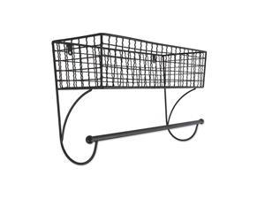 Gray New Version Z02226 Rustic Metal Wall Mount Shelf with Towel Bar Small 