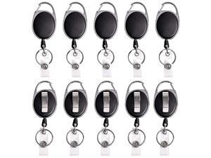 Retractable Badge Reel with Carabiner Belt Clip and Key Ring for ID Card Key Keychain Badge Holder Black 10 Pack by Retractable Badge Reel with Carabiner Belt Clip and Key Ring for ID Card Key Keychain Badge Holder Black 10 Pack by