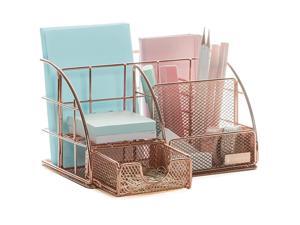 Rose Gold Desk Organizer | Drawer + Pen amp Pencil Holder | 6 Compartments | Exclusive Rose Gold Edition Rose Gold Desk Organizer | Drawer + Pen amp Pencil Holder | 6 Compartments | Exclusive Rose Gold Edition