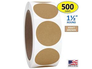 Kraft Brown Round Color Coding Circle Dot Labels on a Roll, Semi-Gloss, 500 Stickers, 1.5 inch Diameter