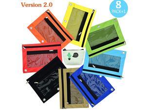 Cute Color Binder Pencil Pouches for 3 Holes Ring Binder with Large Capacity Strong Zippers and Clear Windows 8 Pcs Plus 1 Slim Net Pencil Case by Cute Color Binder Pencil Pouches for 3 Holes Ring Binder with Large Capacity Strong Zippers and Clear Windows 8 Pcs Plus 1 Slim Net Pencil Case by