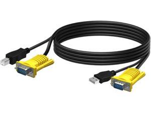 Original KVM Switch Cable VGA + USB B to VGA + USB A Male to Male 16FT 2 in 1 USB Type A to USB Type B for 801UK 16FT Cord