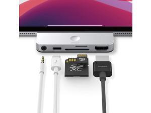 elago Aluminum TypeC Pocket Pro Hub Adapter for iPadiPad ProOther USBC Devices 4K HDMI USBC PD Charging 35mm Audio Jack SD and Micro SD Slot Silver