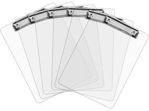 Plastic Clipboards (Set of 6) Transparent Clipboard (Clear) Strong 12.5 x 9 Inch | Holds 100 Sheets! Acrylic Clipboards with Low Profile Clip | Cute Clip Boards Board Clips