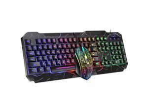 Wired Gaming Keyboard Mouse Combo Set Colorful LED Backlit Crack Appearance Computer Laptop Luminous Keyboad Mouse Wired Gaming Keyboard Mouse Combo Set Colorful LED Backlit Crack Appearance Computer Laptop Luminous Keyboad Mouse