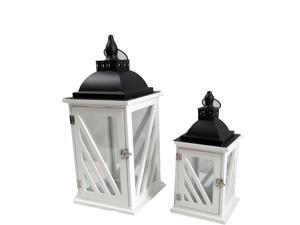 Spura Home Decorative Wooden Candle Lantern with Metal Top set of 2 Spura Home Decorative Wooden Candle Lantern with Metal Top set of 2