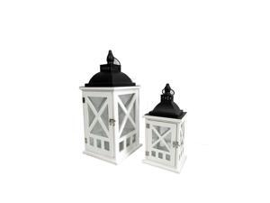 Spura Home Decorative Wooden Candle Lantern with Metal Top set of 2 Spura Home Decorative Wooden Candle Lantern with Metal Top set of 2