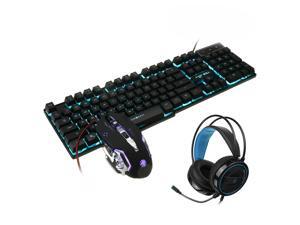 Mice Keyboards Headphones Combo 104-Key Backlit Mechanical Waterproof Wired Keyboard G5 800DPI Wired Mice 7.1 Stereo Sound 3.5MM USB E-Sports Headset with Mic RGB Luminous Gaming Set-D Mice Keyboards Headphones Combo 104-Key Backlit Mechanical Waterproof Wired Keyboard G5 800DPI Wired Mice 7.1 Stereo Sound 3.5MM USB E-Sports Headset with Mic RGB Luminous Gaming Set-D