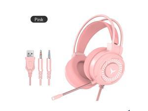 G60 7 Color Breathing Lamp Stereo Hifi Surround Sound Wired Headphones with Microphone for PC Laptop Game Headset- Pink G60 7 Color Breathing Lamp Stereo Hifi Surround Sound Wired Headphones with Microphone for PC Laptop Game Headset- Pink