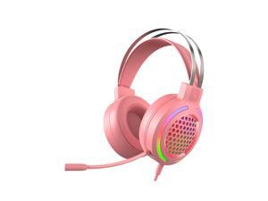 WH H500 Gaming Headset 7.1 Virtual Surround Sound 50mm RGB dynamic breathing Light Headphone Omni-directional Microphone-Pink WH H500 Gaming Headset 7.1 Virtual Surround Sound 50mm RGB dynamic breathing Light Headphone Omni-directional Microphone-Pink