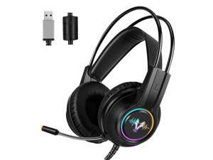 WH H200 Gaming Headset 7.1 Virtual Surround Sound 50mm RGB dynamic breathing Light Headphone Omni-directional Microphone-Black WH H200 Gaming Headset 7.1 Virtual Surround Sound 50mm RGB dynamic breathing Light Headphone Omni-directional Microphone-Black