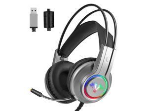 WH H200 Gaming Headset 7.1 Virtual Surround Sound 50mm RGB dynamic breathing Light Headphone Omni-directional Microphone-Silver WH H200 Gaming Headset 7.1 Virtual Surround Sound 50mm RGB dynamic breathing Light Headphone Omni-directional Microphone-Silver