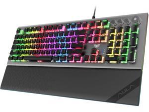 AULA L2098 Mechanical Gaming Keyboard with Detachable Palm Rest, 104 Keys Programmable, RGB Backlit, Media Control, Durable Metal Structure, USB Wired Keyboard AULA L2098 Mechanical Gaming Keyboard with Detachable Palm Rest, 104 Keys Programmable, RGB Backlit, Media Control, Durable Metal Structure, USB Wired Keyboard