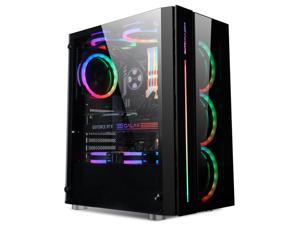 IFORGAME ATX Mid Tower Computer Case, Tempered Glass/Steel, Water-Cooling Ready, Magnetic Design Dust Filter, Top USB 3.0 Port, High-Airflow Compact Clear Gaming PC Case without Case Fan